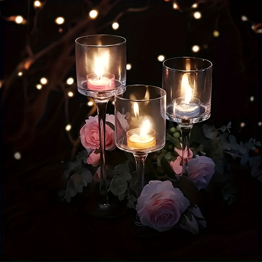 Candle Holder Set - Set portacandele in vetro trasparente da