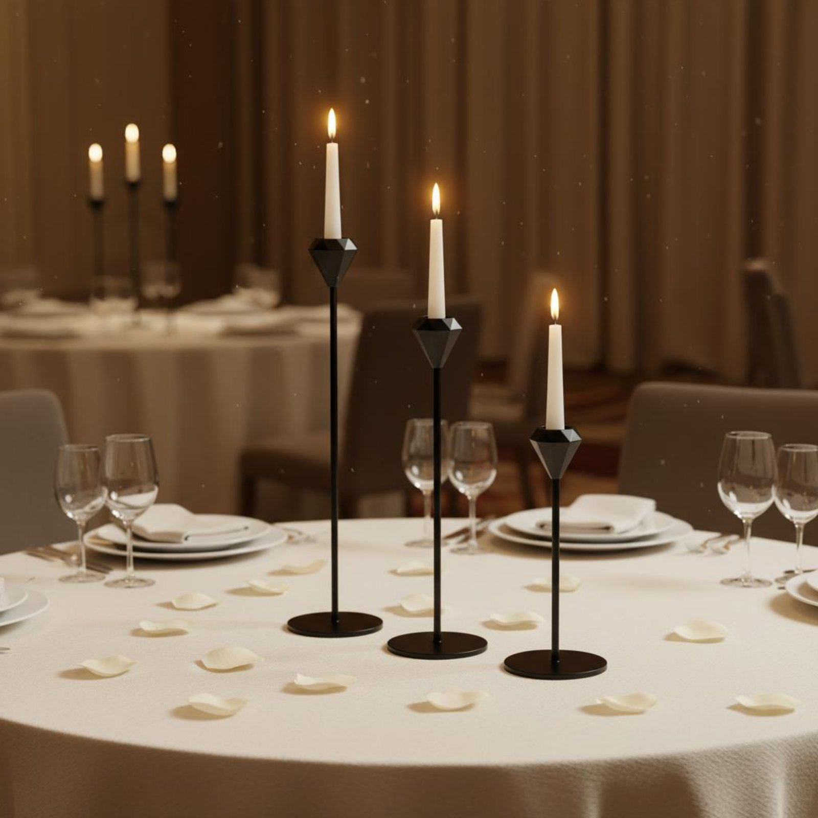 Candle Holder Set - Set di 3 Candelabri in Cristallo,