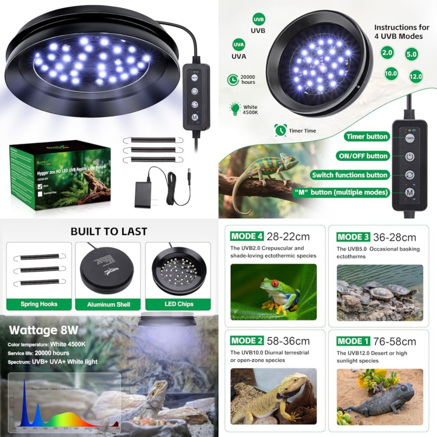 Gecko Lighting & Decor - Lampada UVB per Rettili con Dimmer,