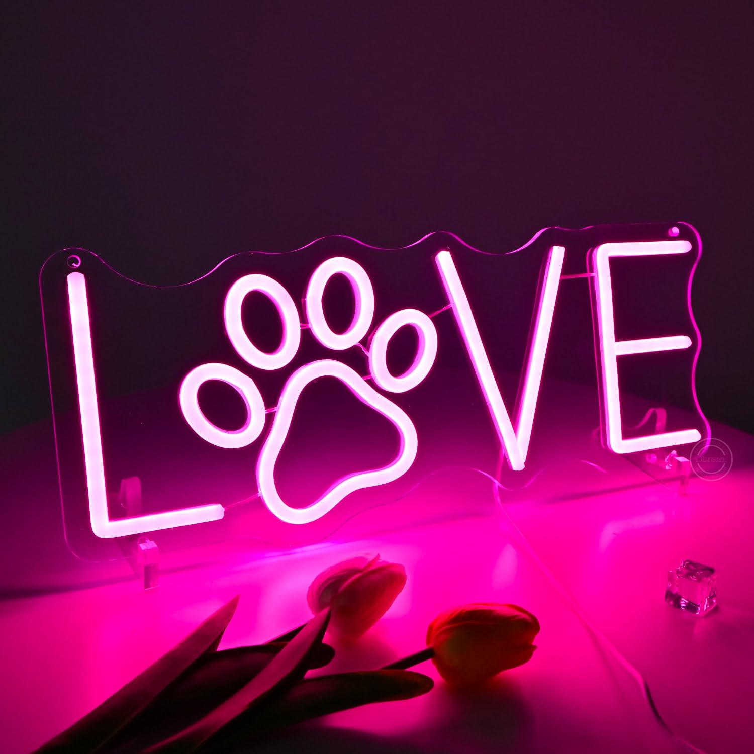 Lighting Decor For Living Room - Insegna al Neon 'Love Paw' con