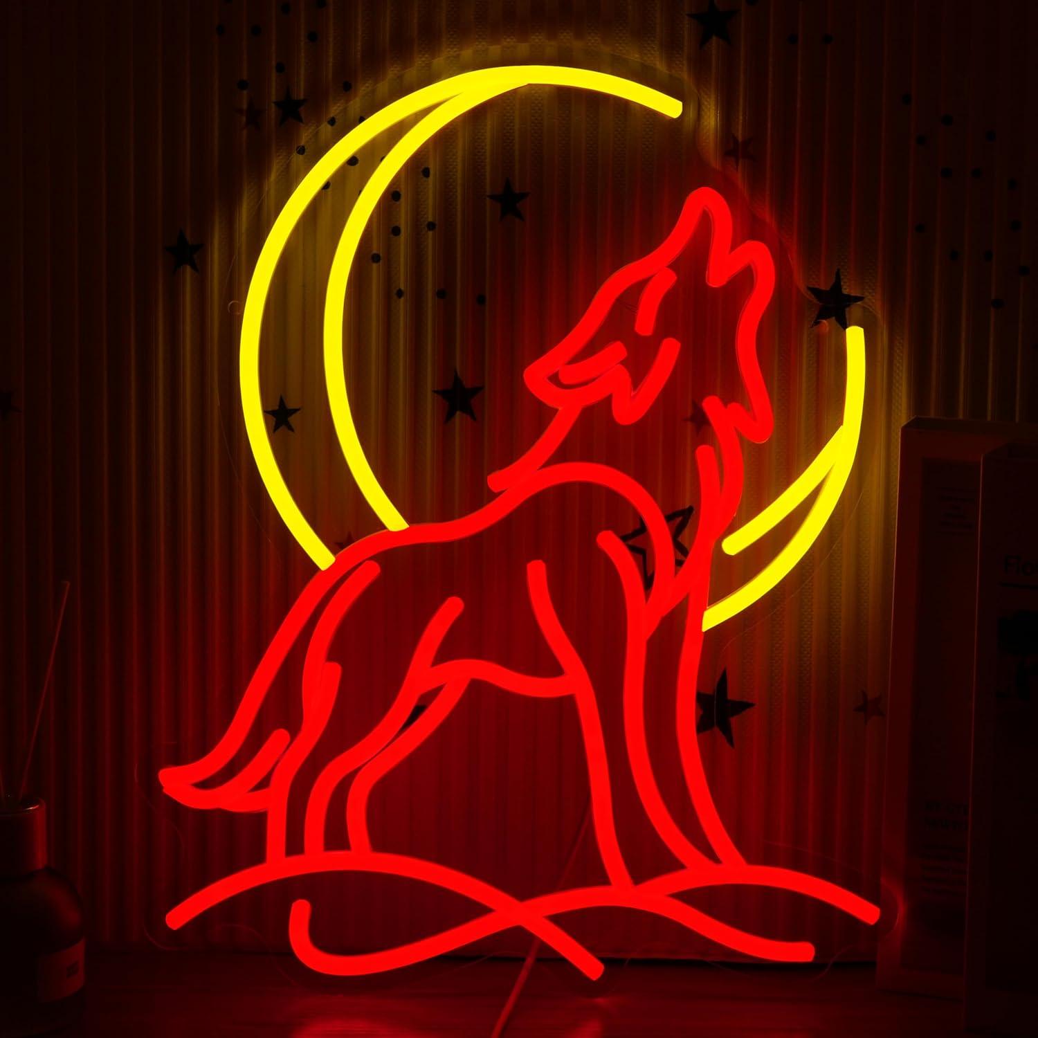 Lighting Decor Room - Insegna al Neon Lupo Urlante con